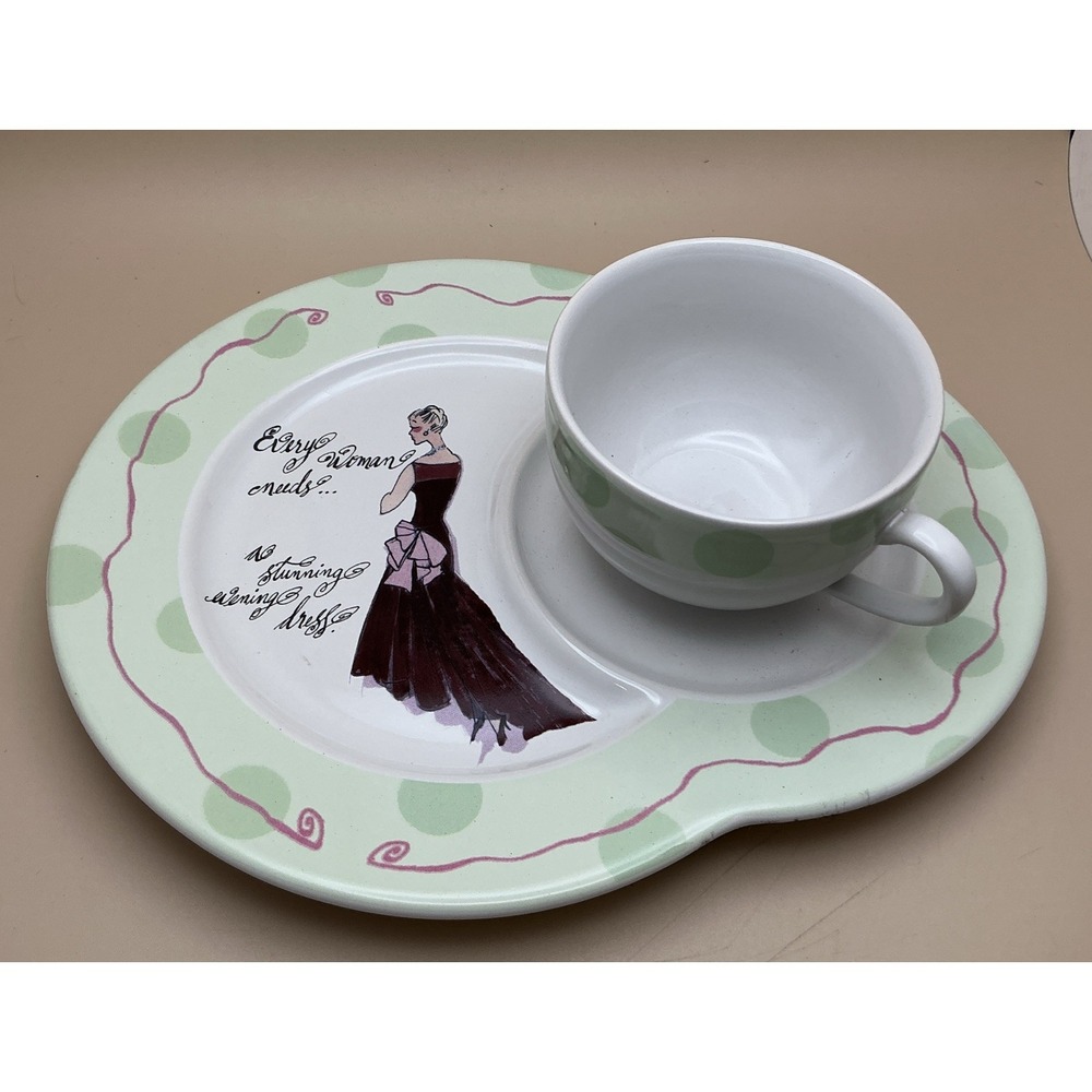 Rosanna Vintage Style Tea For Two Snack Plate & Cup Set‎ Every Woman Needs Green